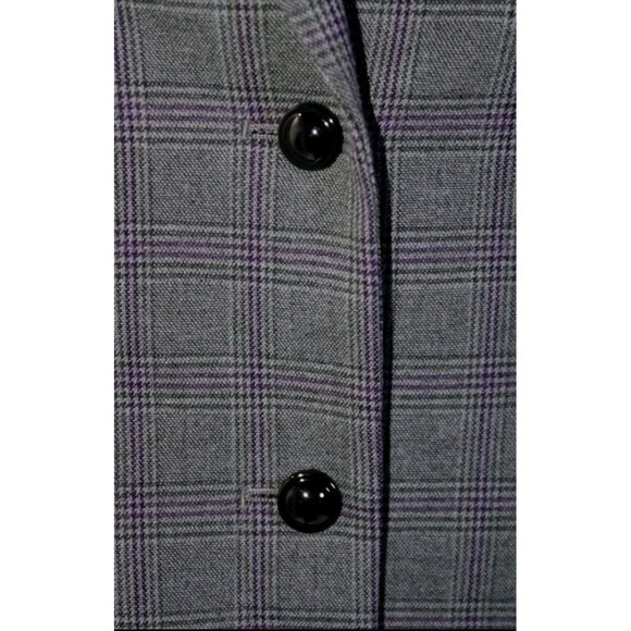 Tahari Arthur S. Levine Career 2 Button Plaid Blazer Gray Purple Lined Size 6P - Picture 5 of 8